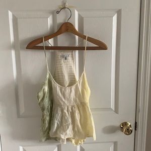 O'Neill Ombre Green & Yellow Babydoll Flowy Racerback Tank Size Small